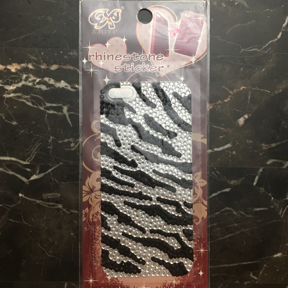Zebra Print iPhone 5 Rhinestone Sticker Case 📲